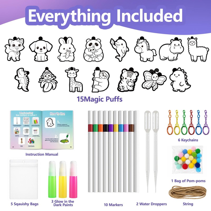 AMOSTING Glow in the Dark Animal Magic Puffs Craft Kit