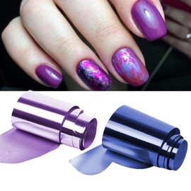 WOKOTO 10 Rolls Mix-Design Purple Nail Transfer Foils Sheets Nail Art Foils Stickers Laser Holographic Nail Foil Sheet Adhesive Stickers Decals Starry Sky Nail Art Decoration Film (1.57inch×39.4inch)