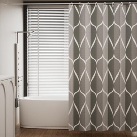 AwmnSrman Shower Curtain - Grey Shower Curtain with 12 Shower Curtains Hooks, Quick-Drying Modern Elegant Design Polyester 180 x 180cm