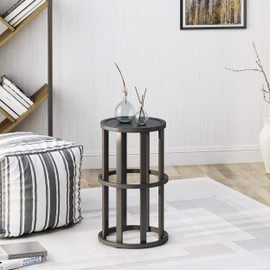Christopher Knight Home Cassie Indoor Industrial 11 Inch Finish Side Table, Grey Ceramic Tile/Black Metal