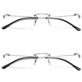 Viseng 2 Pairs Reading Glasses Unisex Super Lightweight Rimless Quality Readers Ultra Thin Clear Lenses Frameless Reading Glasses +3.0