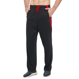 E-SURPA Men's Athletic Pant with Pockets Open Bottom Sweatpants for Men Workout, Exercise, Running (0701-Black XL)
