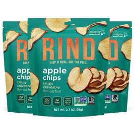 RIND Snacks | Unsweetened Apple Chips | 100% Sweet Fuji Apple | Naturally Sweet | Skin-On Crispy Dried Fruit Chips | USA Grown | Fiber-Rich | Vegan | Kosher | Paleo | Fruit Snacks | 2.7 oz | 3 Pack