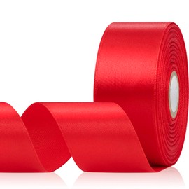Aoropo Red Satin Ribbon 1-1/2 Inch 30 Yards, Red Ribbon for Gift Wrapping, Flower Bouquet, Crafts, Christmas, Birthday, Wedding and Bow Making
