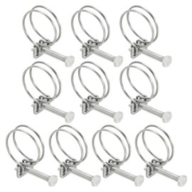 PATIKIL 30-34mm Adjustable Double Wire Hose Clamp, 10 Pcs 304 Stainless Steel Wire Hose Clips Pipe Tube Clamps for Dust Collection Rubber PVC Pool Pump Hose