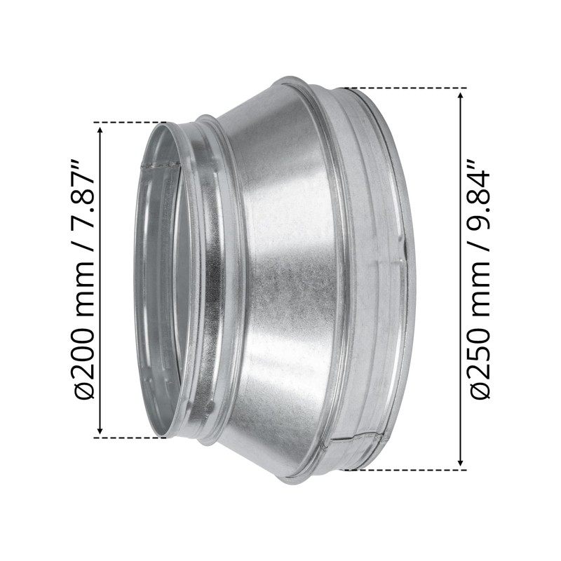 HVAC OV 10" to 8" Inch Round Duct Reducer -