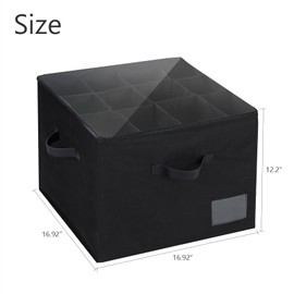 Space-Saving 2 Pack Shoe Organizer for Closet - Foldable Storage Box with Clear View Cover & Reinforced Bottom, Durable Shoe Cabinet with Faux Leather Handles for Boots, Heels, Sneakers (Black)