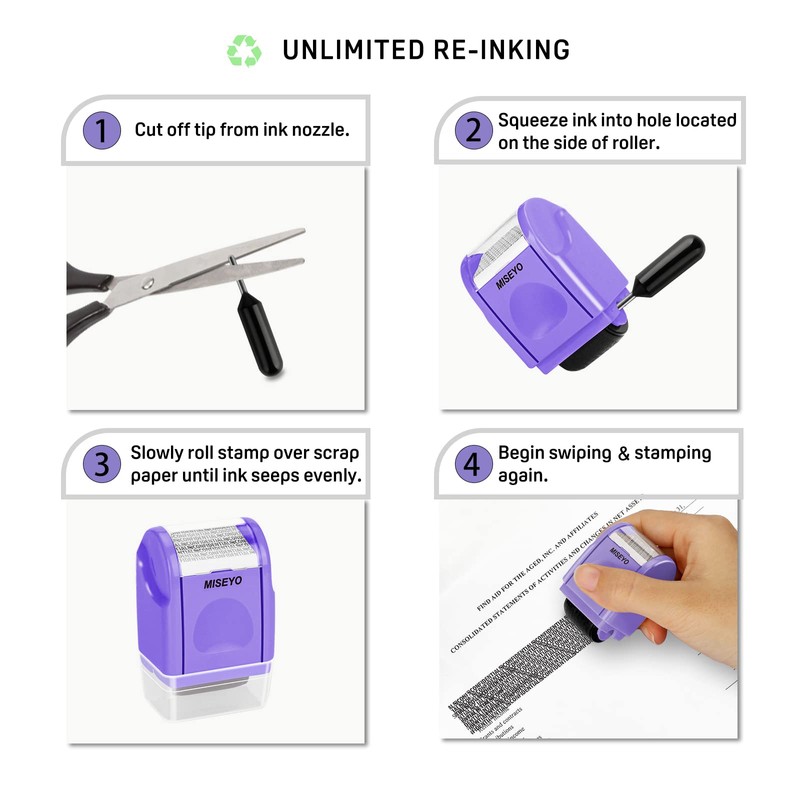 Miseyo Identity Theft Protection Roller Stamps for Data Barcode ID
