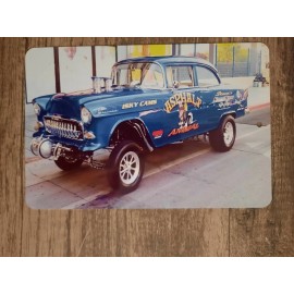55 Chevy Gasser Asphalt Animal Hot Rod 8x12 Metal Wall Sign