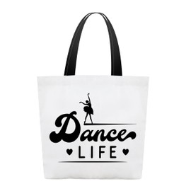 Canvas Tote Bag for Women, Dance Life Shoulder Bags, Dance Gifts for Dancers Dance Teams Dance Teachers Dance Coach Friends Sisters Daughter, Dancing Themed Reusable Shopping Bags -06
