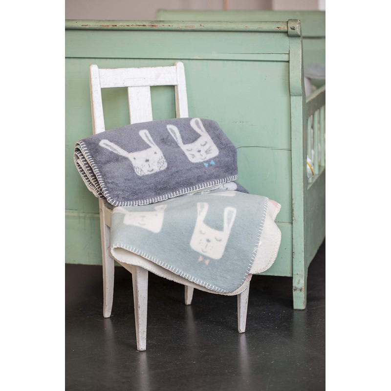 David Fussenegger Mila 1389070 Baby Blanket "Rabbit Allover ", Grey,