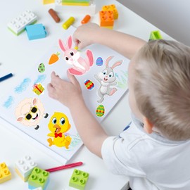 36 Sheets Easter Stickers for Kid Make Your Own Stickers for Child Easter Egg Farm Animal Rabbit Chicks Sheeps DIY Sticker
