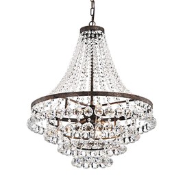 Edvivi Luxury Empire Crystal Chandelier, 7 Lights, 4 Tiers Glam Light with Chrome Finish, Adjustable Hanging Ceiling Light Fixture, Foyer/Hallway, Dining, Bedroom, Living Room (Antique Copper)