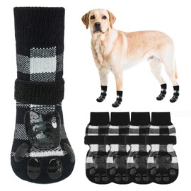 SCENEREAL Double Side Anti-Slip Dog Socks for Hardwood Floors to Stop Licking Paws, Non-Slip Dog Shoes for Hot/Cold Pavement, Slipping, Paw Protectors with Grippers