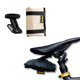ENLEE Polyester Bicycle Tool Storage Seat Pack with Durable Plastic Buckle Water Proof, Bike Bag Under Seat, Wedge Saddle Bag for Bike, Cycling Accessories (khaki)