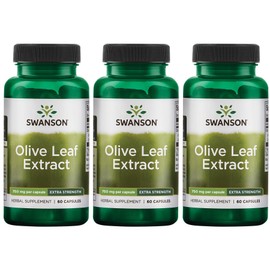 Swanson Olive Leaf Extract Capsules with 20% Oleuropein - (60 Capsules, 750mg Each) 3 Pack