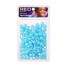 Red by Kiss Glow in The Dark Hair Beads, Colorful Illuminating Beads for Hair Braids, Fun All Ages Hair Accessory for Hair Twists and Cornrows (XLarge, Blue)