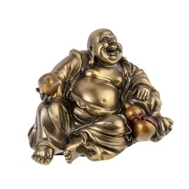 lachineuse - Buddha Statue Luck & Prosperity - Buddha Statue 11cm Bronze - Feng Shui Decoration - Chinese Zen Decoration Object for Living Room Office - Gift Idea China Asia Brings Good Luck