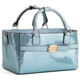 CRS Cross Rink Side Tote. Ice Skating Accessory Bag for Figure Skating, Roller and Inline Skaters, Ballet, Dance and Cheer. Organizes Guards, Water Bottle, Tissues, Phone. (Shimmer Blue Ice Tote)