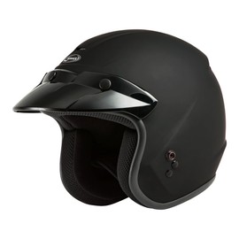 GMAX Youth OF-2Y Open Face Helmet (Matte Black, Youth Medium) - FMVSS 218 Approved