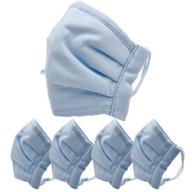 [cluster] 潔 立体布マスク 日本製 和晒ガーゼ使用 高機能不織布フィルター入り 花粉99.9％カット BFE93％以上 ノーズワイヤー付き 洗える 男女兼用 5枚セット 【ライトブルー】 ふつうサイズ