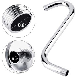 S Shaped Shower Arm Standard 1/2" Connection with Flange High Rise Shower Head Extension Pipe Shower Arm Extender Wall Mounted Bathroom Accessories Stainless Steel (Chrome)