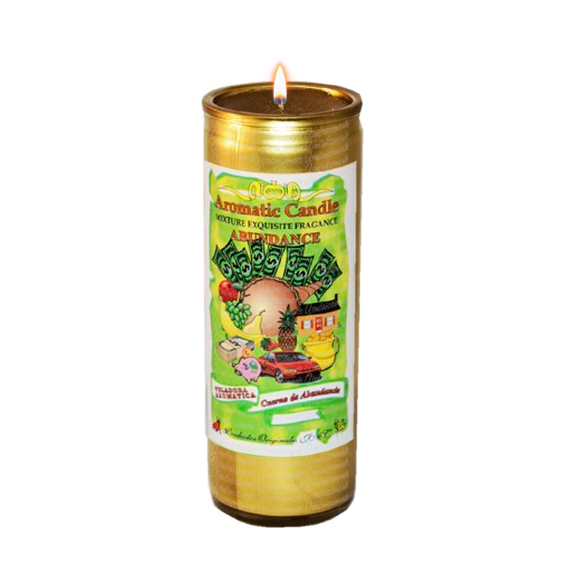 VELADORA CUERNO DE ABUNDANCIA ORO | ABUNDANCIA, PROSPERIDAD, ESTABILIDAD FINANCIERA,