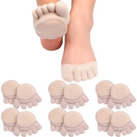 SATINIOR - 6 pares de calcetines para los dedos de los pies, calcetines invisibles y separados, Caqui claro, 6-9.5