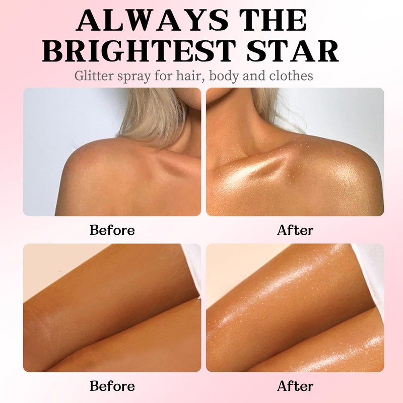 Glitter Spray for Hair and Body, Glitter Body Spray, Quick-Drying