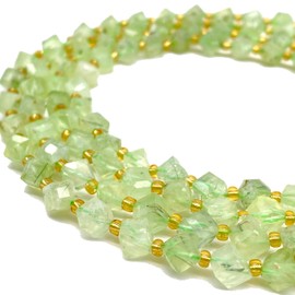 ABCGEMS Mount Hay Prehnite Beads from Queensland, Australia (A Revolutionary Cutting Technique) Diamond-Cut Diagonal-Drilled 3D Magical-Cube 6mm (Corner-to-Corner 8mm)