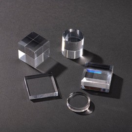 Tsukushi Science Acrylic Block, Chamfered, 3.5 x 2.4 x 1.0 inches (90 x 60 x 25 mm), 2 Pieces, Acrylic Base, Clear Cube, Square Shape, Transparent Base