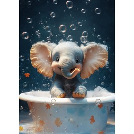 MAXBYE Cute Elephant Bathing Diamonds Painting Kits for Adults, Color Bubbles Diamond Art Kits for Adults, DIY 5D Full Round Drill Diamond Art Painting Gem Art Kits for Home Wall Decor 12x16inch