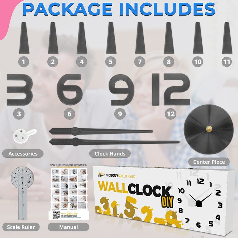 Niceguy Solutions DIY Wall Clock - Frameless 3D-Style Analog Timekeeper