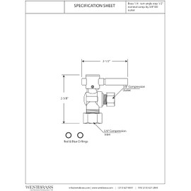 Westbrass A105BL-62 1/4-Turn Lever Handle Angle Stop Shut Off Valve, 5/8" OD x 3/8" OD, Matte Black