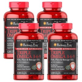 Puritans Pride Maximum Strength Triple Omega 369 120 tablets, 4 units / 퓨리탄스 프라이드 맥시멈 스트렝스 트리플 오메가369 120정, 4개