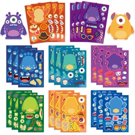Make a Monster Face Stickers 24 PCS Monster Stickers for Kids Make Your Own Little Monster Stickers Sheets Monster Theme Crafts Party Game Cute Party Favors for Kids