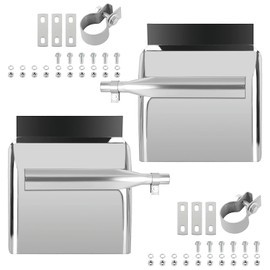 TTUN AUTO Semi Truck 24 x 24 Quarter Fenders with Tube Bracket and Mounting Hardware, Replacement for Freightliner, Kenworth, Volvo, Peterbilt, etc,Stainless Steel,Chorme Quarter Fenders Set 2PCS