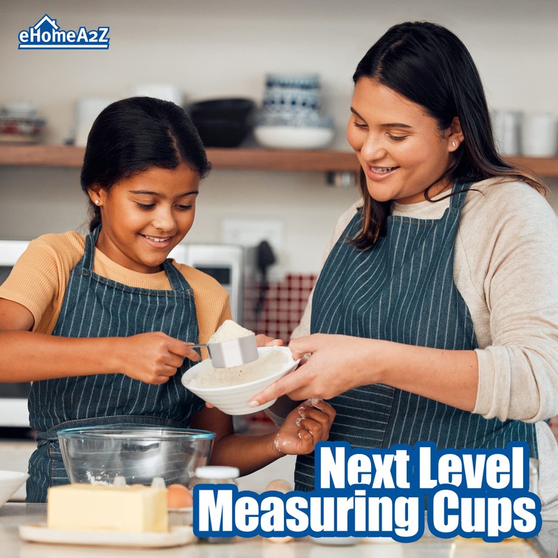EHOMEA2Z Stainless Steel Measuring Cups Set 4Pc Metal Culinary Couture