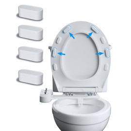 Hibbent 4 pieces Toilet Seat Bumpers for Bidet, Strong Adhesive Toilet Seat Bumpers for Use with Bidet Attachment, Universal Buffer Toilet Lid Rubber Bumpers, White