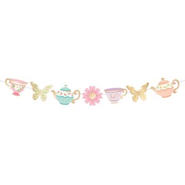 xo, Fetti - Banner de papel dorado para fiesta de té, 5 pies, divertido decoración de cumpleaños de flores, mariposas, jardín, fiesta, baby shower, telón de fondo de Pascua para fotógrafos, día de la