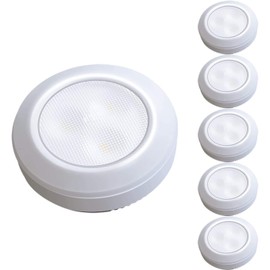 HONWELL Battery Powered Tap Light, Mini LED Tap Closet Light, Wireless Puck Light, Under Counter Lighting, Touch Light Stick on Push Lights, Warm White Night Light for Kitchen, Shelf, Cabinet(6Pack)