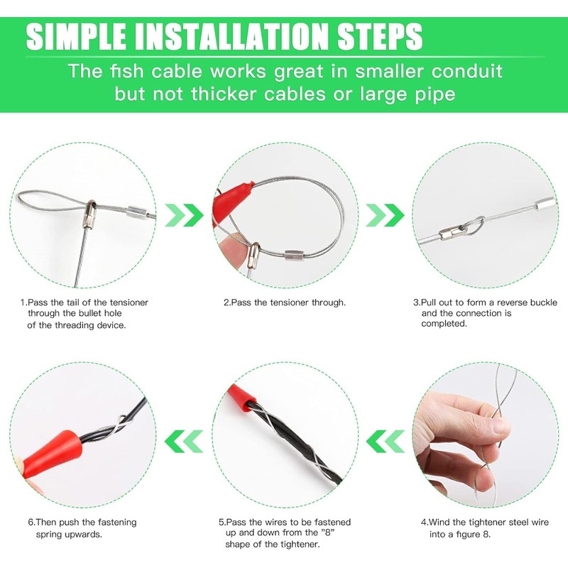 BILIPLE Fish Tape Cable Puller 15M/50FT Width 4mm Polyester Wall