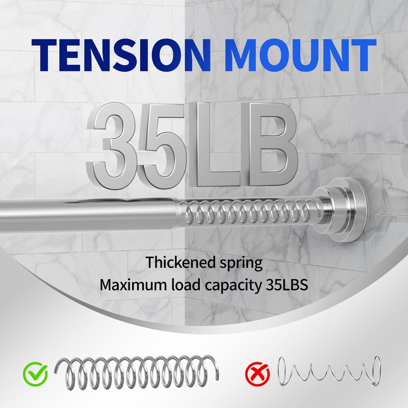 Mcrbeay Shower Curtain Rod, 1" Diameter Heavy Duty Tension Shower