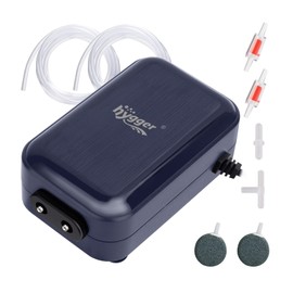 hygger Aquarium Air Pump, Adjustable Oxygen Pump, Silent Powerful Aerator Pump 2W/3W/4.5W/6W/ 2 Air Outlets Ultra for Up to 100 Gallon Tank (6W) with accessories