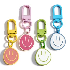 ICHRATI 4 Pcs Smile Expression Keychains for Women Bag Charms Cute Key Chains Car Holder Keys Pendant for Purse Handbag Bag Decoration Teen Girl Decor