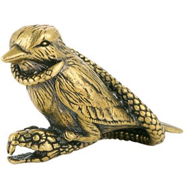 1 estatuilla dorada de latón con diseño de pájaros y serpientes, estatua pequeña, decoración de animales, decoración de computadora para oficina rústica y decoración del hogar, regalo artístico de