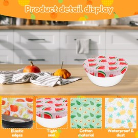 10Pcs Cloth Bowl Cover Reusable Fabric Bowl Cover Elastic Food Bowl Cover Portable Bowl Top Cover Food Storage Bowl Cover for Party Picnic Home Travel (Fruit)