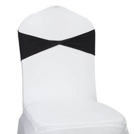 VDS - Paquete de 10 unidades, color negro | Fajas de elastano para silla sin hebilla, banda elástica universal plegable para banquetes para bodas, fiestas, conferencias, celebraciones, eventos