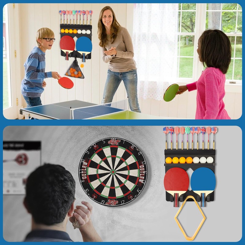Ping Pong Paddle Holder Wall Mount Hold 8 Paddles, Ping