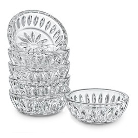 kanpura Mini Glass Bowls, Round Prep Bowl, Dishwasher Safe, Pinch Bowls for Dipping Spices Sauce, Stackable, 2 oz, Set of 6, (Clear)